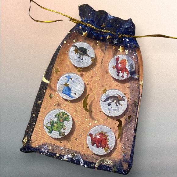 Set/6 𝑯𝒂𝒏𝒅𝒎𝒂𝒅𝒆 Dinosaur Magnets Cabochons Gift - Picture 5 of 8